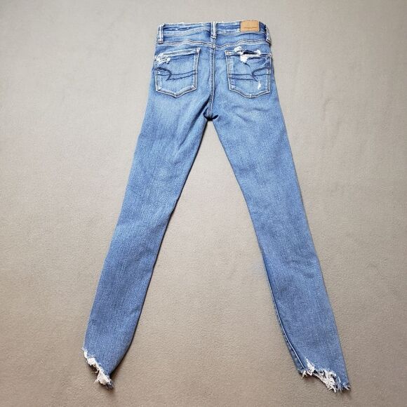 American Eagle Next Level Stretch X Size 0 Hi-Rise distressed Jegging - Picture 2 of 14